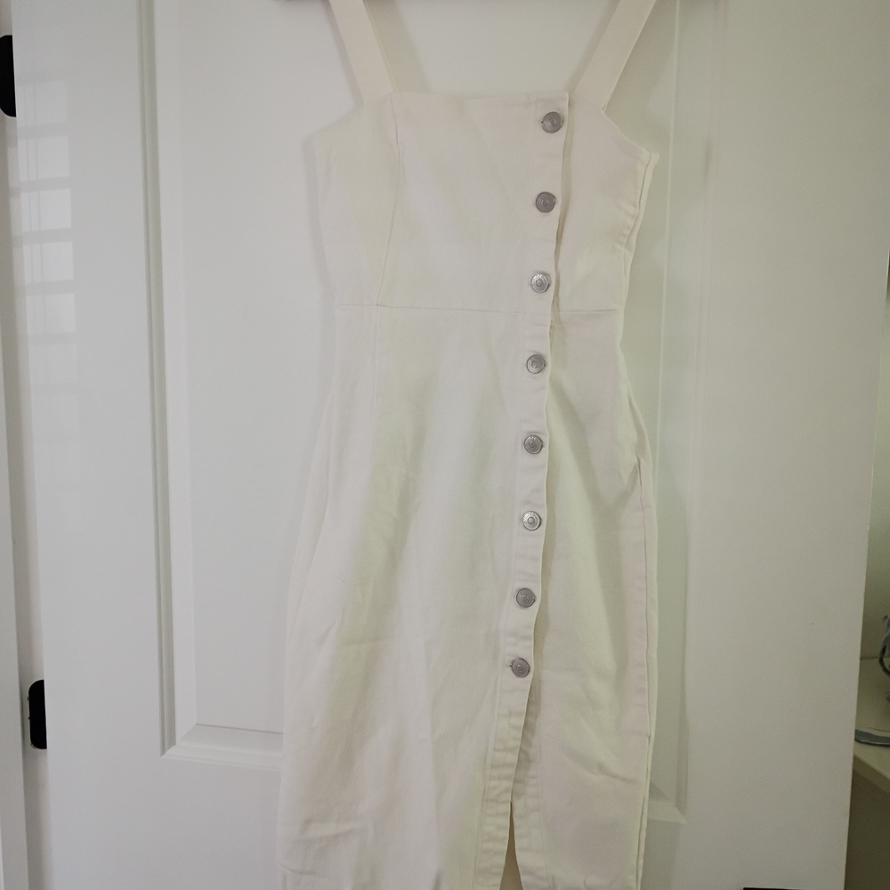 H&M Midi Denim Dress with Silver Buttons